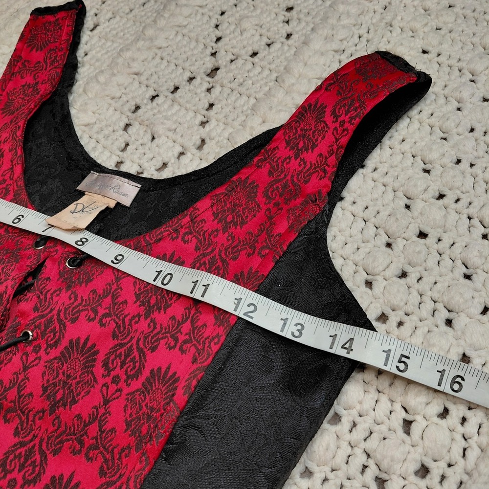 Vtg Charlotte Russe Corset Shirt Red Black Lace Up Front‎ Zip Back Goth Vamp Y2K - Picture 5 of 8